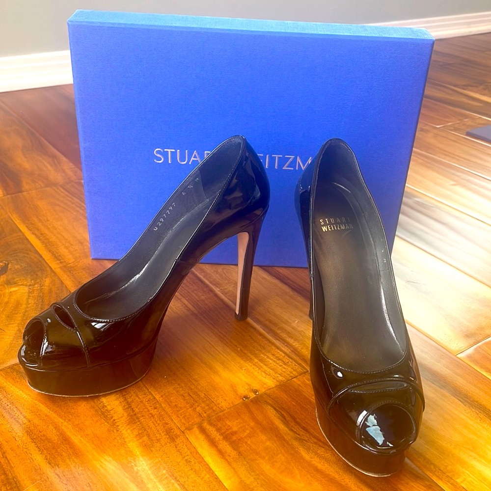 Stuart Weitzman Black Patent Platforms (6.5)